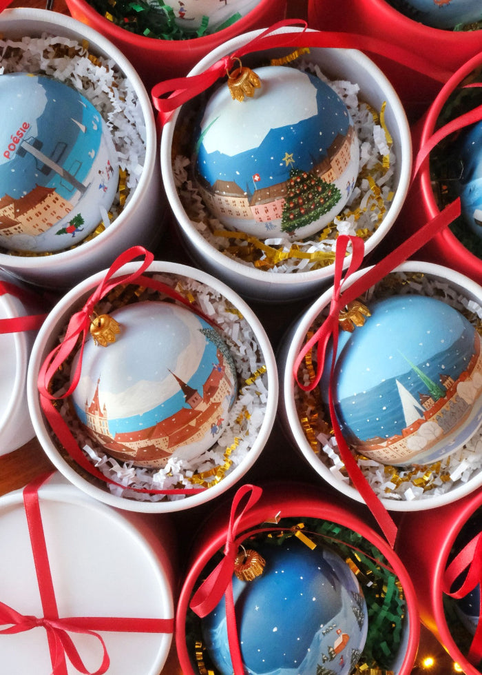 Christmas Ceramic Hand painted Ornaments Switzerland 